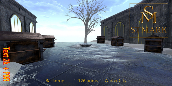 Backdrop Winter city  (  MATERIAL PBR ) 