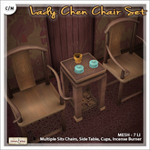 [V/W] Lady Chen Chair Set - Chair, Side Table, Cups - Old China Classic Furniture
