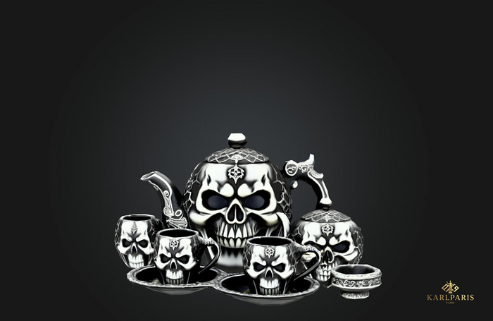 Skull Tea Set – Gothic Decor Tableware Collection