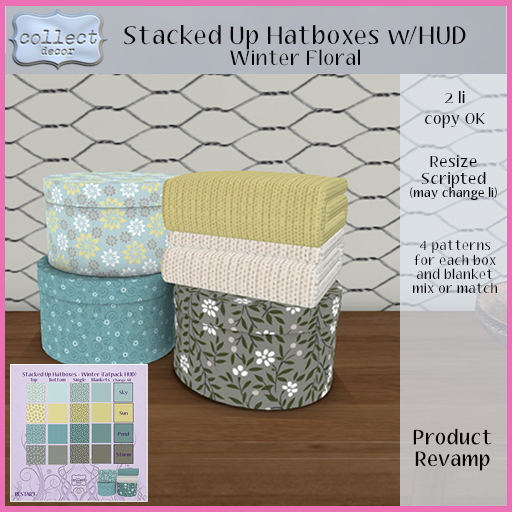 Stacked Up Hatboxes - Winter Floral w/HUD - { collect }