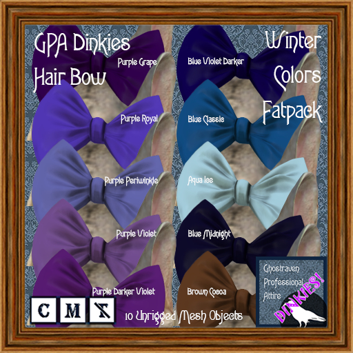 GPA Dinkies Hair Bow - Fatpack Winter Colors