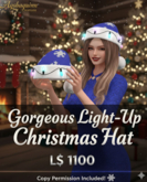 GORGEOUS! Aqshaquinn Christmas Light-Up Santa Hat - Blue Snowflake Design
