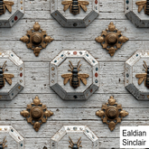 White  Worn Painted Paneling With Gilded Bees Seamless Texture