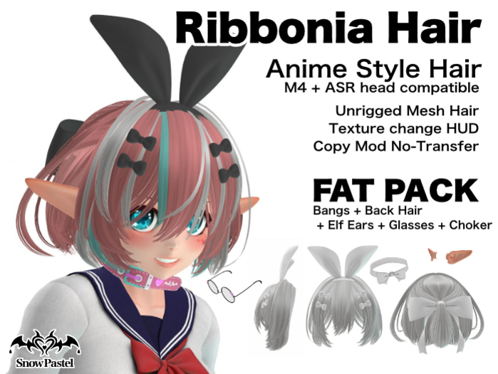 SnowPastel Ribbonia Hair FATPACK