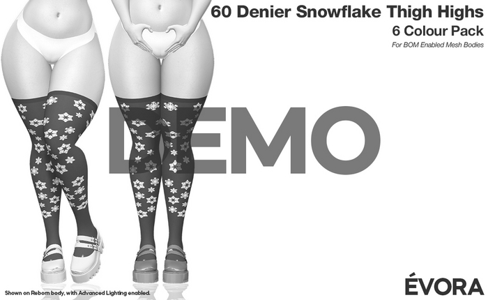 EVORA - 60 Denier Snowflake Thigh Highs (Demos)