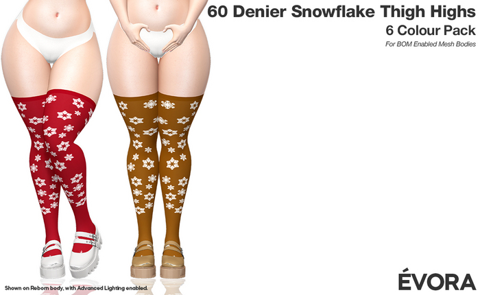 EVORA - 60 Denier Snowflake Thigh Highs