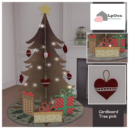 LpOca Cardboard Tree - With Star pink