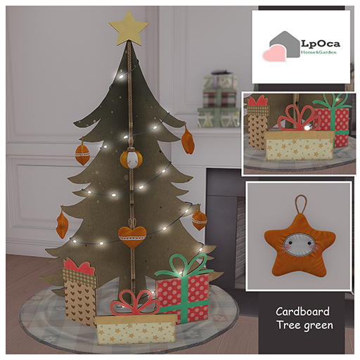 LpOca Cardboard Tree - With Star green