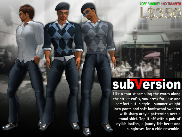 subVersion "Tourist" Casual Sweater, Shirt, Pants & accessories in Airforce Blue