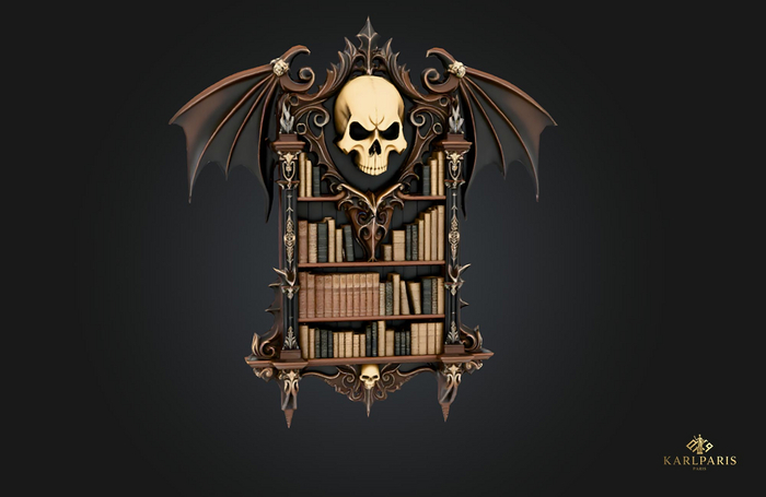 Vanitas Library – Gothic Decor Shelf & Dark Curiosities