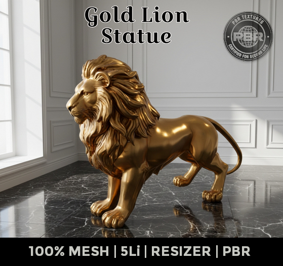 Gold Lion Statue