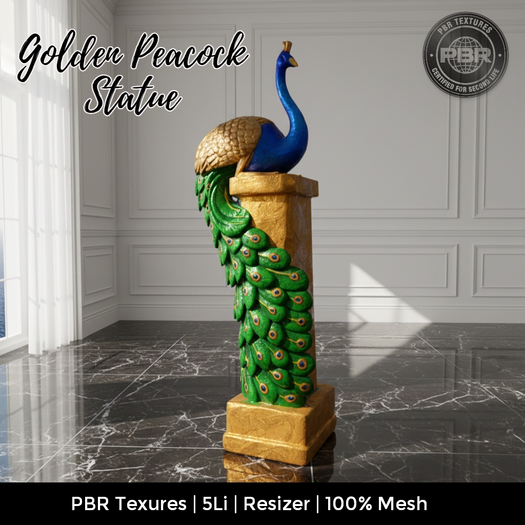 Golden Peacock Statue