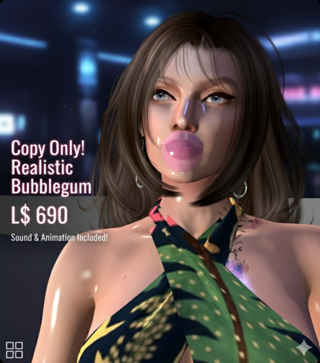 Copy Only! Realistic Bubblegum with Sound & Animation | Virtual Avatar Accessory