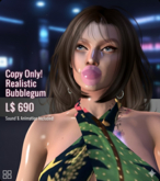 Copy Only! Realistic Bubblegum with Sound & Animation | Virtual Avatar Accessory