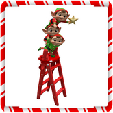 3 Christmas Elves on Ladder