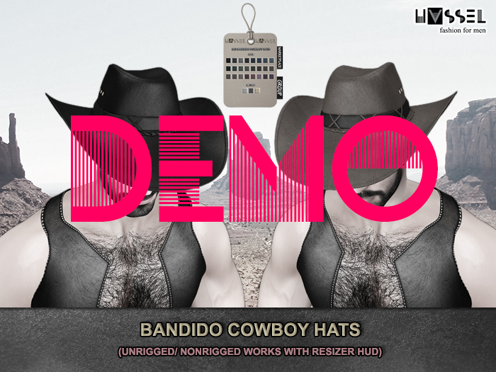(HASSEL) DEMO BANDIDO RANGE RIDER COWBOY LEATHER HATS (UNRIGGED NONRIGGED) 503 