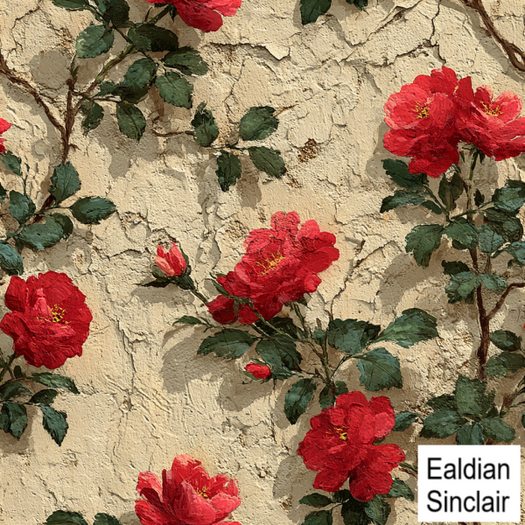 Painted Roses On Stucco Wall Seamless Texture