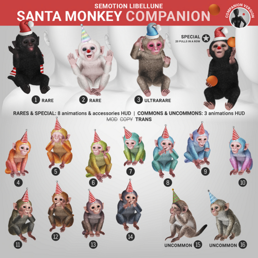 SEmotion Libellune Santa Monkey Companion RARE 02
