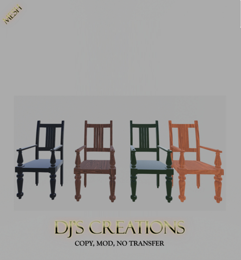 Wooden arm chairs with animations 4 colors mesh