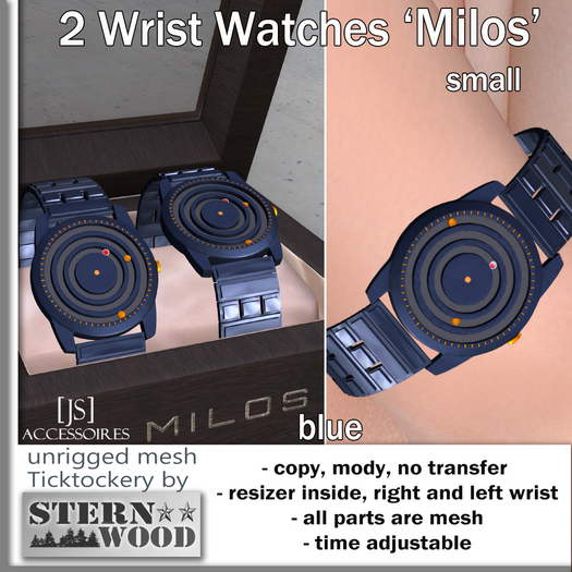 {JS} Wrist Watch 'MILOS' - small - blue - 2 pcs