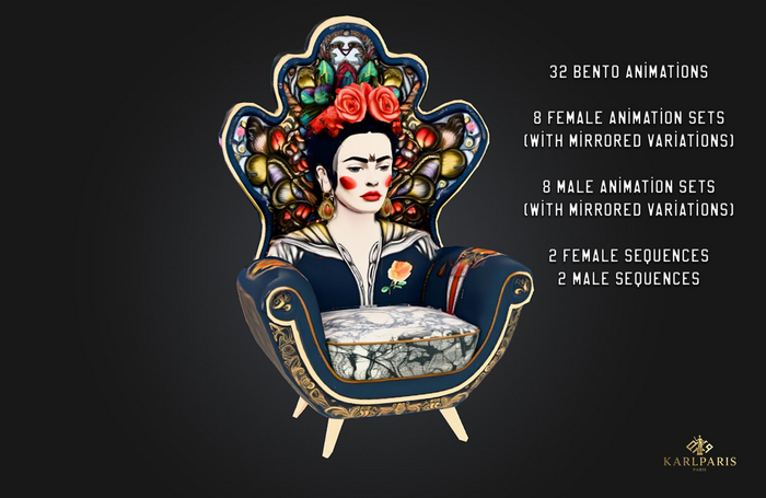 Frida Throne Chair – 32 Bento Animations – Elegant Artistic Decor