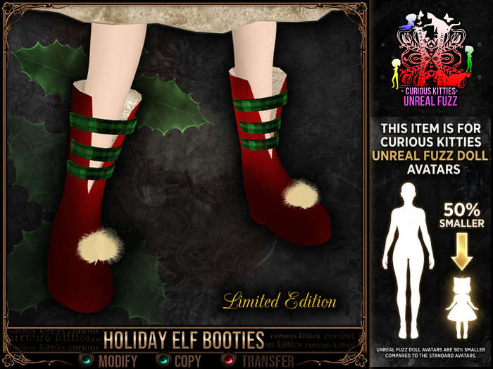 =^.^= Curious Kitties - Holiday Elf Booties