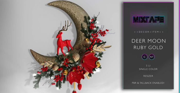 MIXTAPE Decor - deer moon - ruby gold 