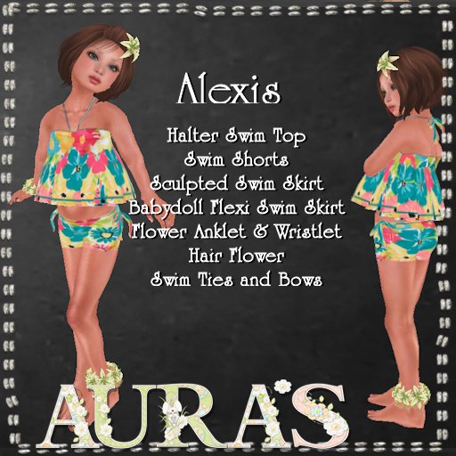 *Aura's* Alexis in Blue Swimwear for Little Girls, Kids and Tiny Tot