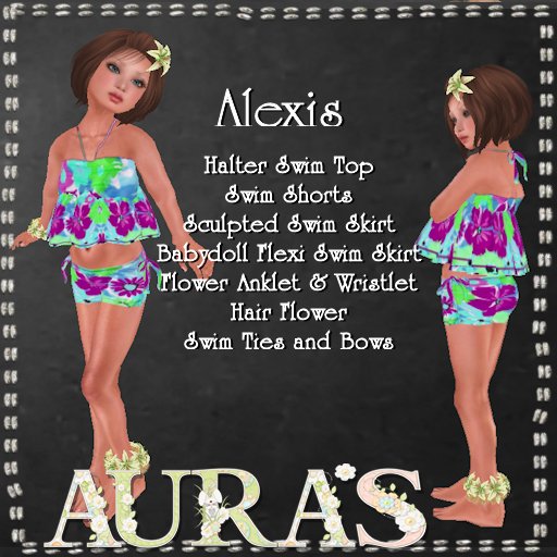 *Aura's* Alexis in Purple Swimwear for Little Girls, Kids and Tiny Tot