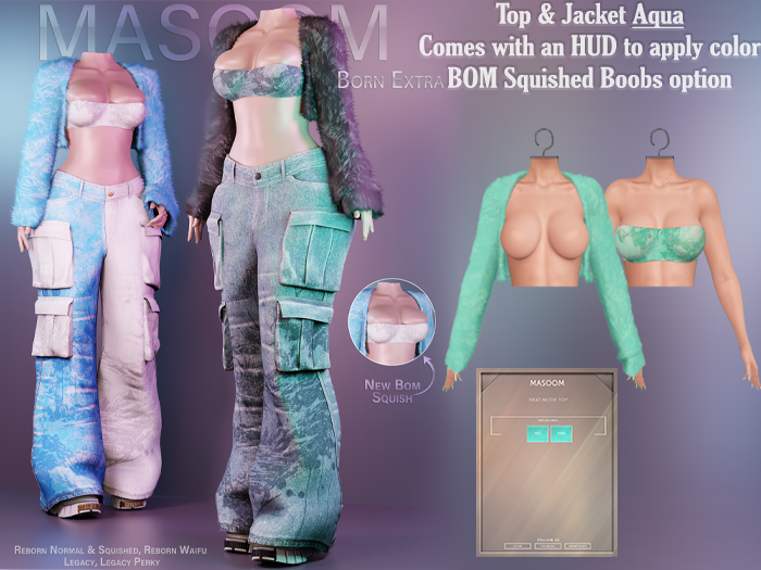  [[ Masoom ]] Born Extra Top & Jacke – Aqua