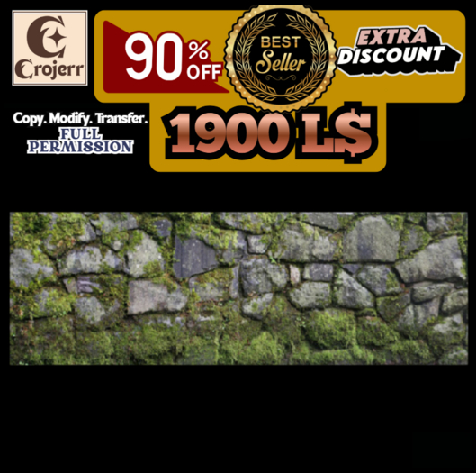 MossRock Heritage Wall – Full Perm Mossy Stone Texture Set