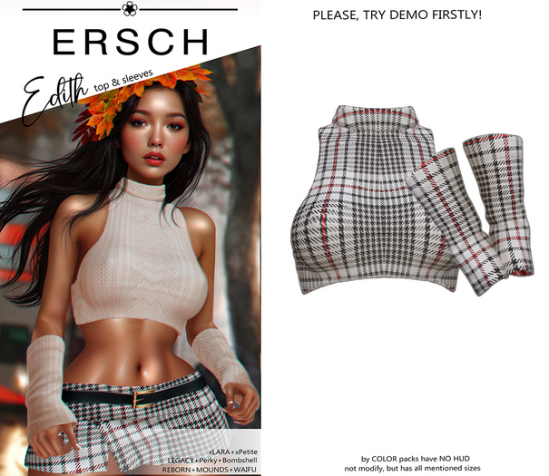 ERSCH - Edith top -gray plaid-