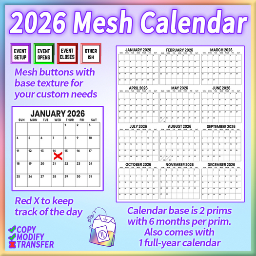 ~TL~ 2026 Mesh Calendar Set