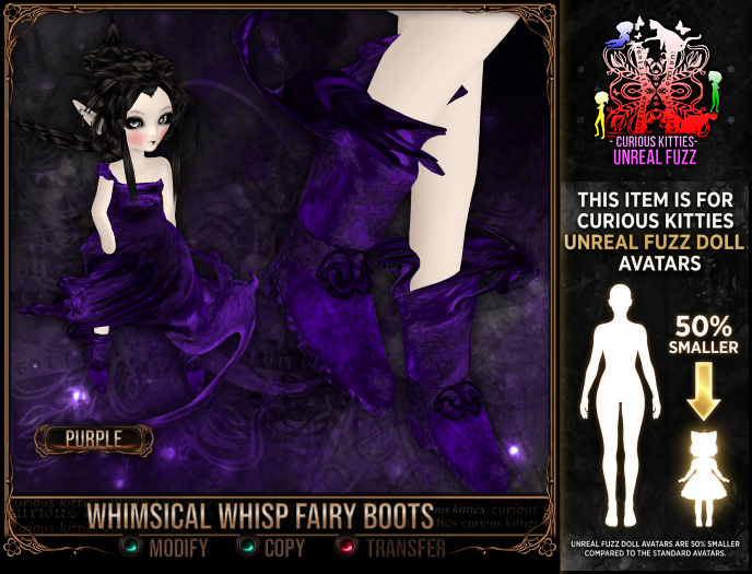 =^.^= Curious Kitties - Whimsical Whisp Fairy Boots - Purple