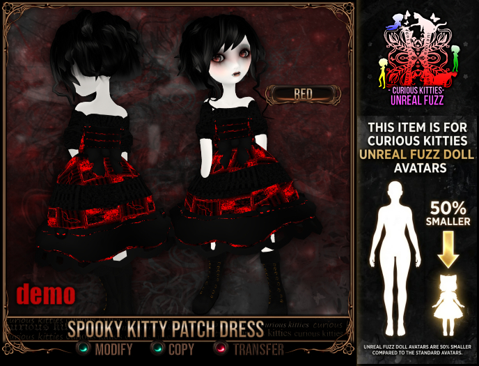 *C:K* Spooky Kitty Patch Dress - Red DEMO