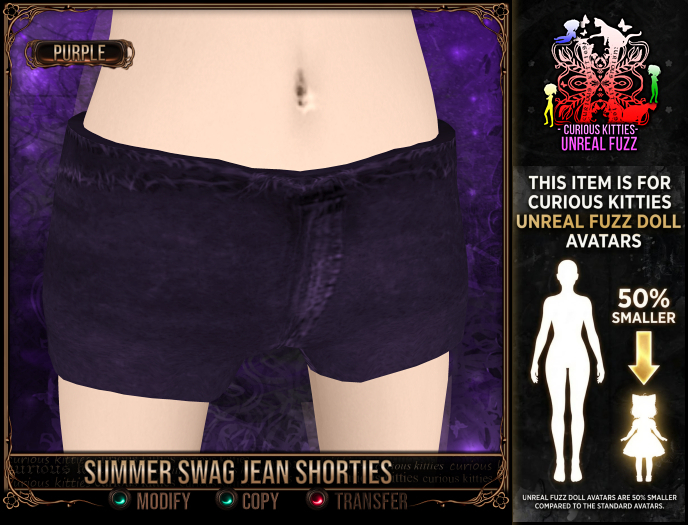 *C:K* Summer Swag Jean Shorties - Purple