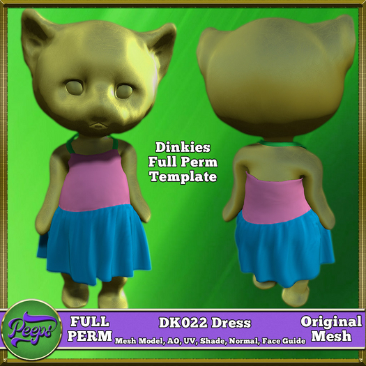 Peeps Mesh Dinkies DK022 Dress Halter Top Mid Length Full Perm Template