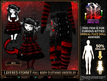 =^.^= Curious Kitties Unreal Fuzz - Layered Fishnet Full Body Clothing Underlay - Red