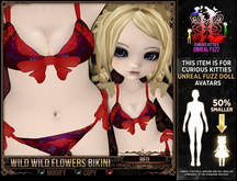 [Mesh] =^.^= Curious Kitties Unreal Fuzz - Wild Wild Flowers Bikini - Red