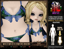 [Mesh] =^.^= Curious Kitties Unreal Fuzz - Wild Wild Flowers Bikini - Blue