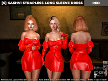 [S] Kashvi Strapless Long Sleeve Dress Red