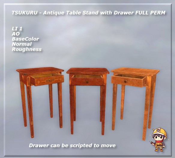 TSUKURU - Antique Table Stand with Drawer FULL PERM