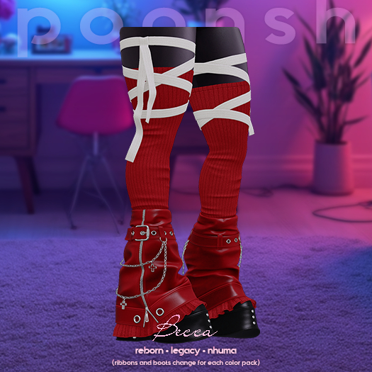 - POONSH - Becca Boots (red)