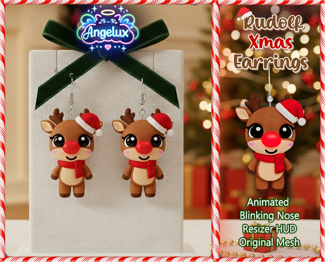 *Angelux* Rudolph Xmas Earrings