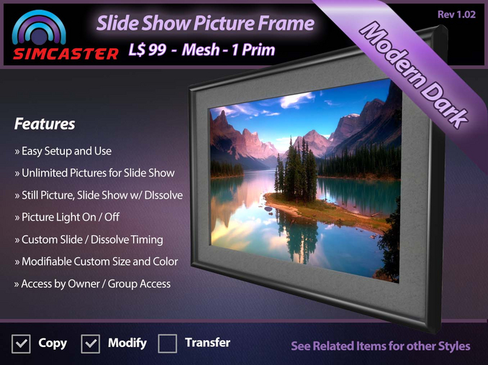 Slide Show Picture Frame - Modern Dark
