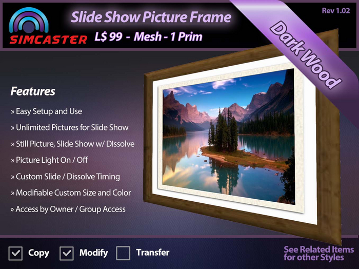 Slide Show Picture Frame Dark Wood