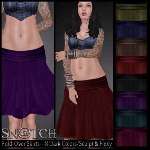 :::Sn@tch Fold-Over Skirts (Dark):::