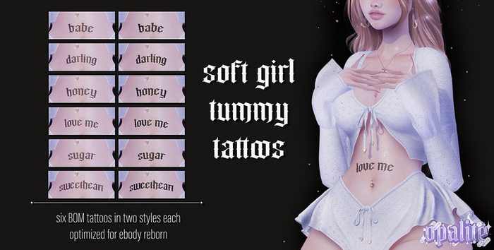 .:opalite:. Soft Girl Tummy Tattoos