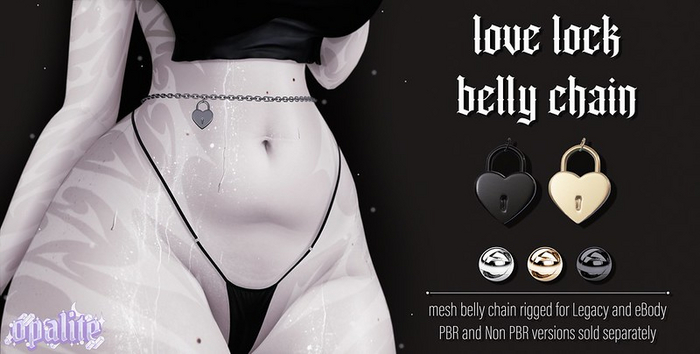 .:opalite:. Love Lock Belly Chain (PBR)