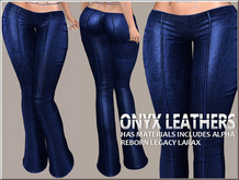Blue Leather Low rise Bell Bottoms 
